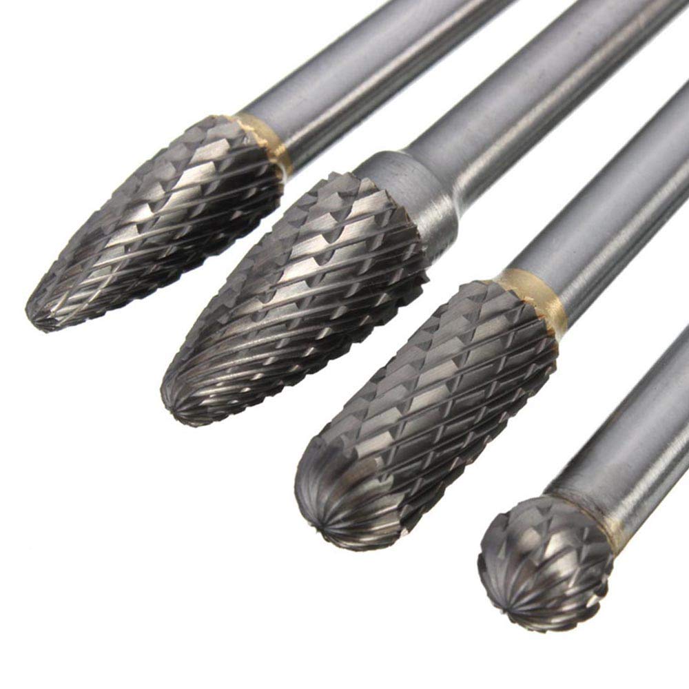 Wolfride 4pcs Long Shank Tungsten Carbide Burr Set 6mm Shank Die Grinder Burr Set for Metal 6-Inch Length - LeoForward Australia