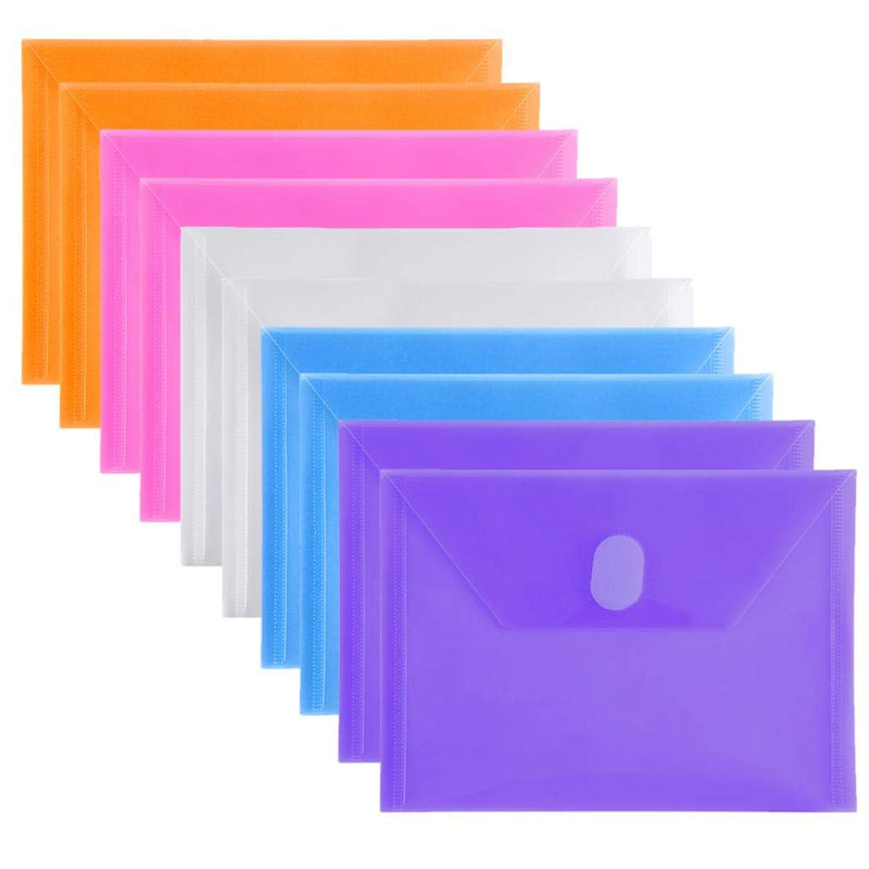  [AUSTRALIA] - 10 Packs Small Plastic Envelopes with Hook & Loop Closure Plastic Filing Envelopes for Index Card Coupons A7 Size Assorted Color 5 1/2 x 7 1/2 Multicolored 10 pcs
