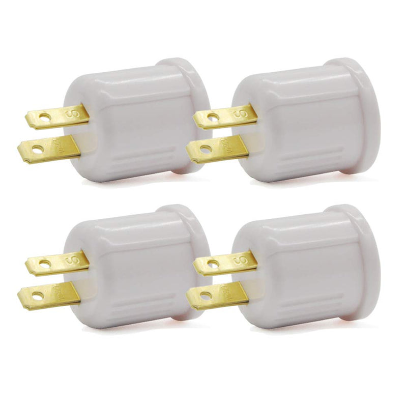  [AUSTRALIA] - Outlet to Socket Adapter, Plug-in Light Socket, Convert Outlet to Light Bulb Socket, Polarized 2-Prong Outlet to E26 E27 Screw Base Bulb Socket, 660 Watt, 125 Volt, UL Listed (4-Pack) 4-Pack