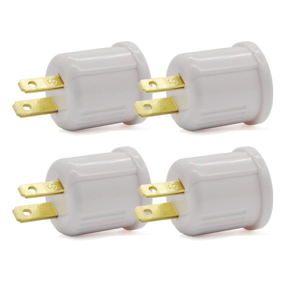  [AUSTRALIA] - Outlet to Socket Adapter, Plug-in Light Socket, Convert Outlet to Light Bulb Socket, Polarized 2-Prong Outlet to E26 E27 Screw Base Bulb Socket, 660 Watt, 125 Volt, UL Listed (2-Pack) 2-Pack