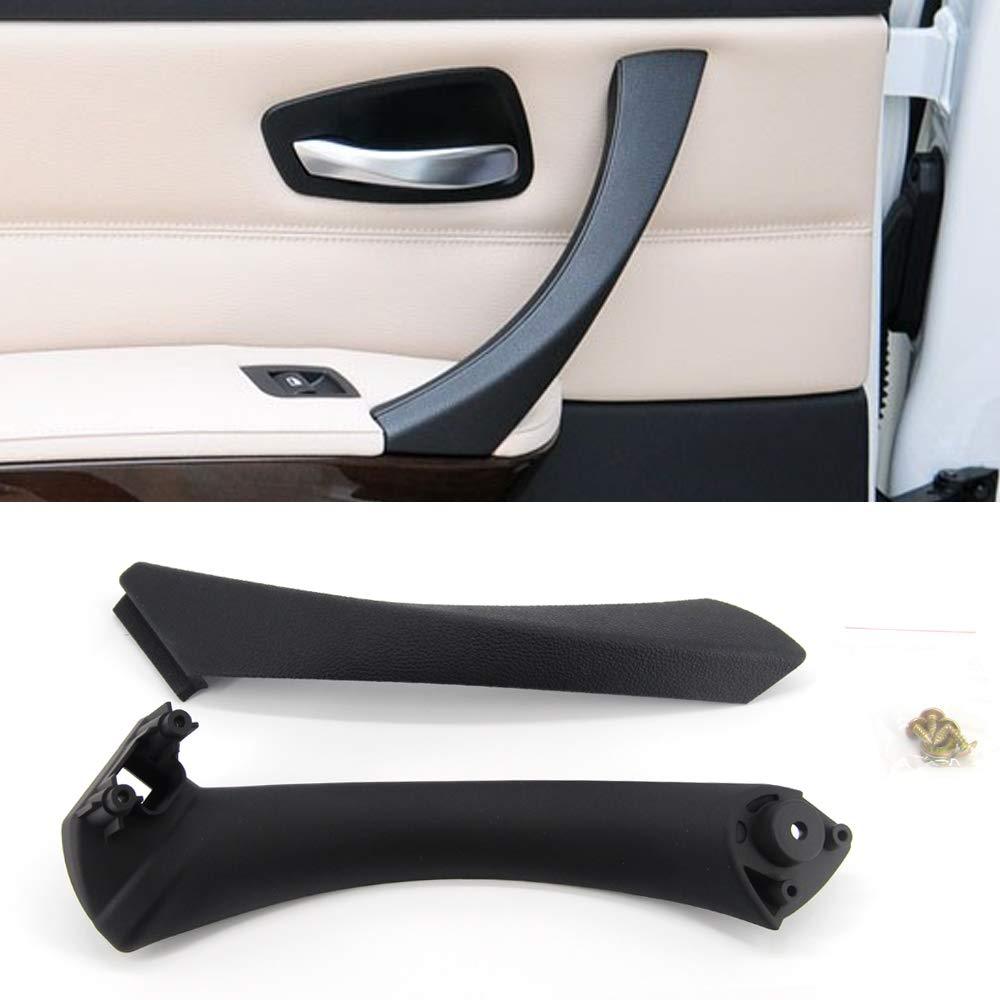 Inner Door Panel Handle and Door Pull Outer Trim Cover Replacement for BMW E90 E91 E92 E93 3 Series Left Rear Fits BMW 323 325 328 330 335 Rear Driver Side Black Rear Left - LeoForward Australia