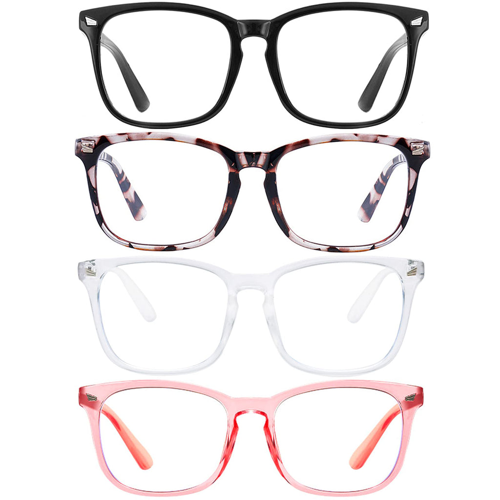 Blue Light Blocking Glasses Square Nerd Eyeglasses Frame Anti Blue Ray Computer Glasses Non Prescription Leopard+black+transparent+clear Pink - LeoForward Australia