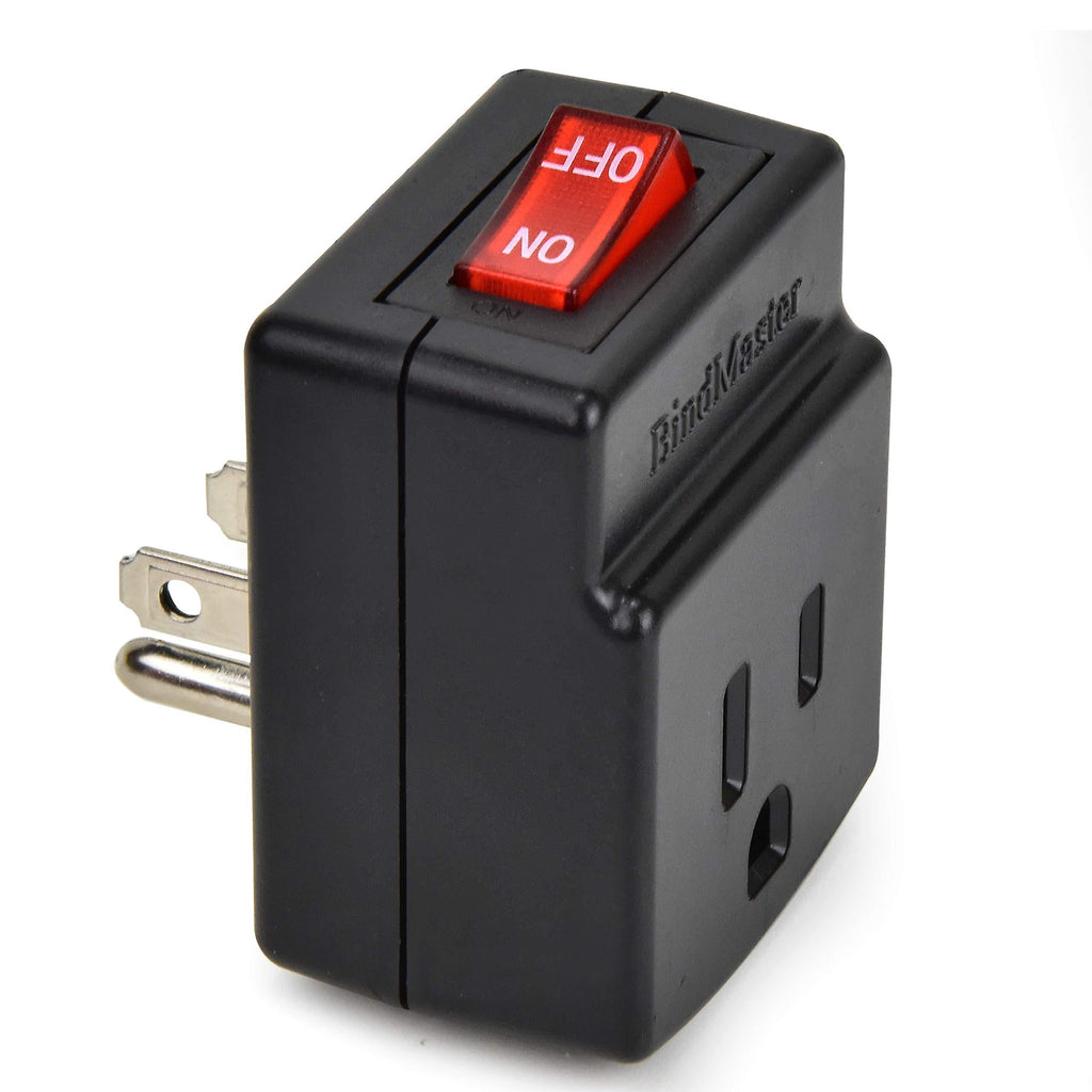 BindmMaster 3 Prong Grounded Single Port Power Adapter with Red Light Indicator On/Off Switch to be Energy Saving, Black (1 Pack) 1 Pack - LeoForward Australia