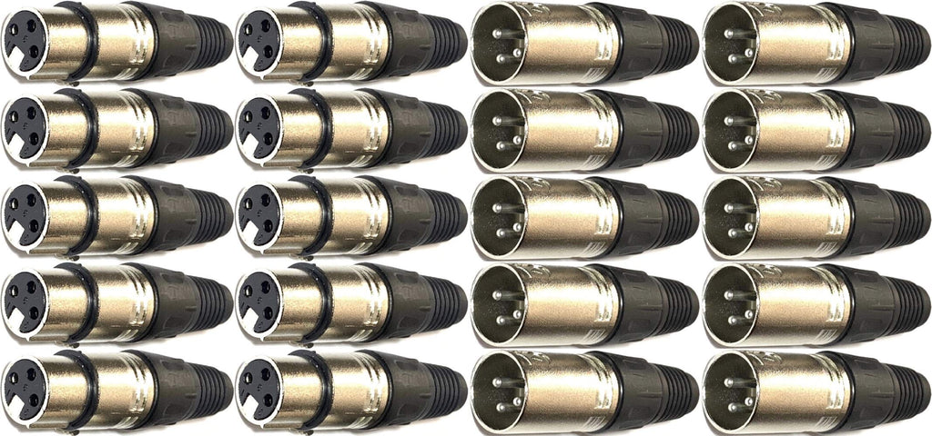  [AUSTRALIA] - XLR Male & Female Microphone Cable Connectors, XLR3M & XLR3F Plugs, 20 Pack