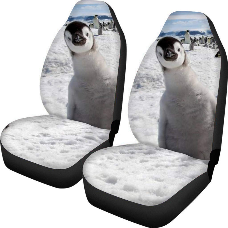  [AUSTRALIA] - Fun Animal Penguin Print Front Bucket Car Seat Covers for Detachable and Non Detachable Headrests Auto