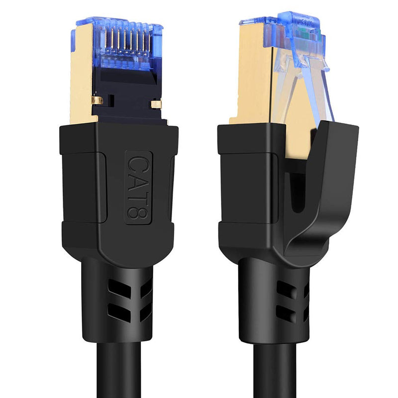  [AUSTRALIA] - Cat8 Ethernet Cable, High Speed Cat 8 Network Ethernet Patch Internet Cable with Gold Plated RJ45 Connector, Compatible with Cat7 Cat6, Gigabit S/FTP LAN Wire by SEPWIK 6.5ft / 2m Round, Black