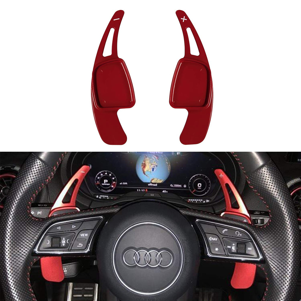  [AUSTRALIA] - Manicar Steering Wheel Paddle Shifter Extensions For Audi, Alu-Alloy Shift Paddle Blades Compatible with Audi A3 A4 Q7 S3 2017-2019 A5 Q5 S4 S5 SQ5 2018-2019 Q8 2019 TT TTS 2016-2019 (Red)