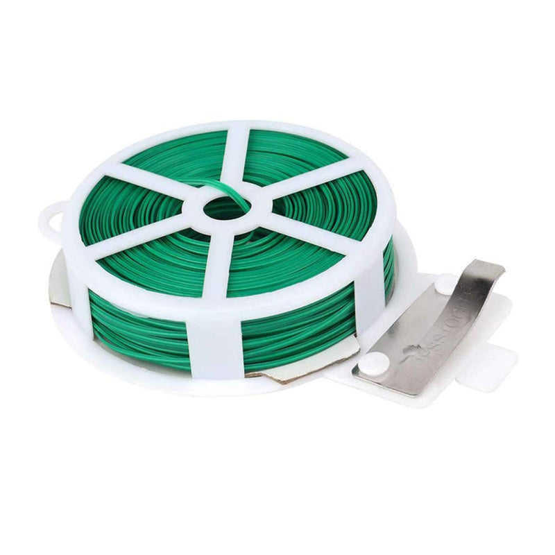  [AUSTRALIA] - 1 Roll 50m Twist Ties Green Multi-Function Sturdy Garden Plant Twist Tie with Cutter Best for Plants Support Garden Office and Home Cable Organizing (50m)