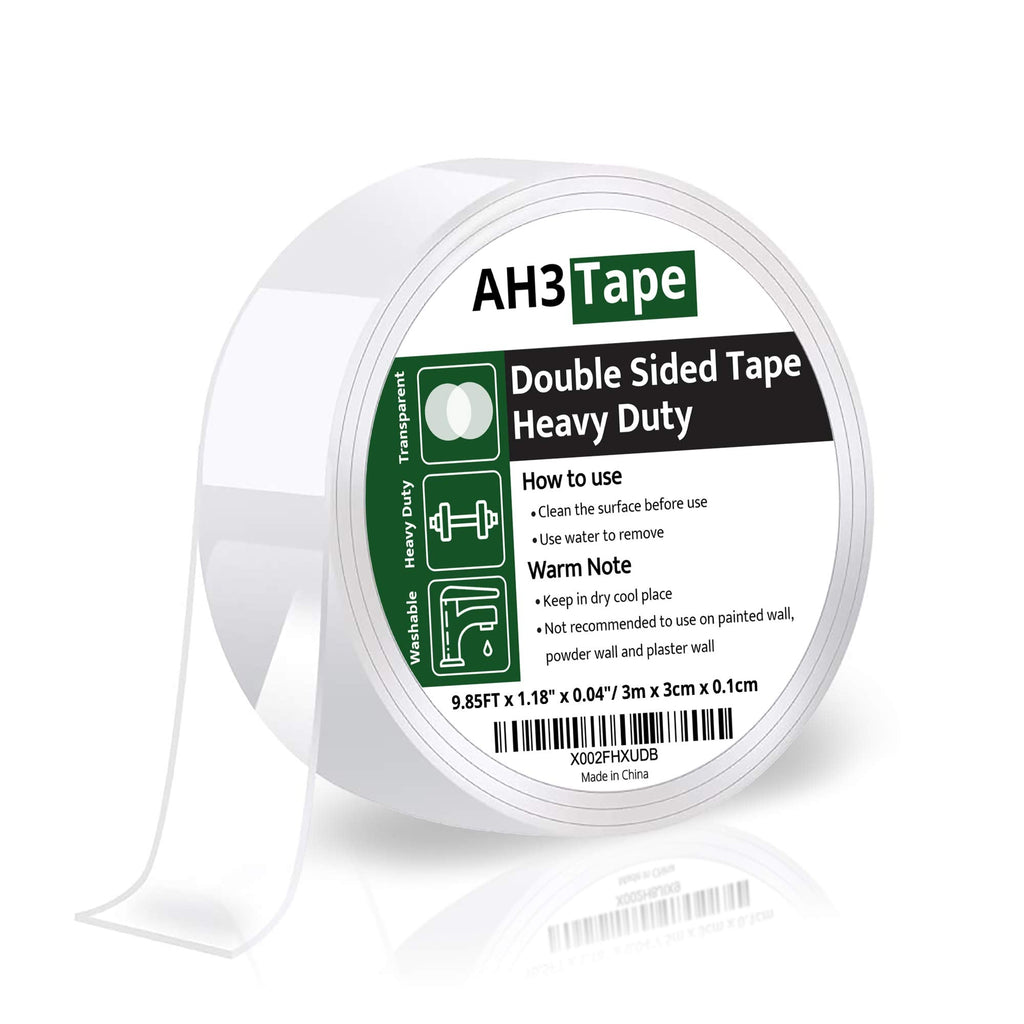  [AUSTRALIA] - AH3 Tape Nano Double Sided Tape for Walls - Transparent Removable Poster Tape - Picture Hanging Strips for Home Office Decoration & Organization (9.85FT) 9.85 FT