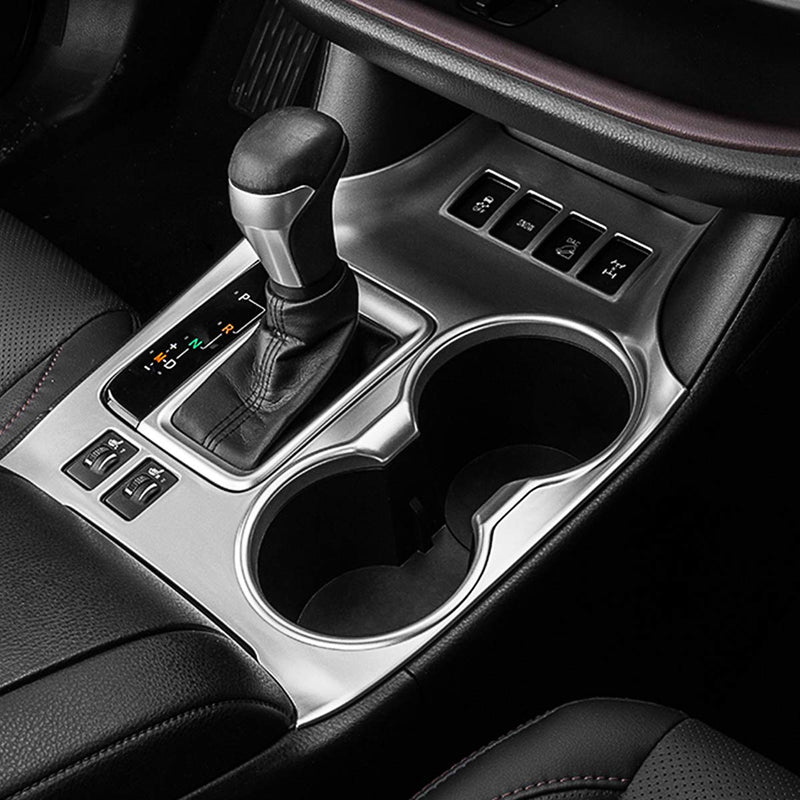  [AUSTRALIA] - Cobella ABS Chrome Water Cup Holder Gear Box Panel Hand Brake Cover Trim for Toyota Highlander 2014 2015 2016 2017 2018 2019, 1 Pcs, Middle Configuration