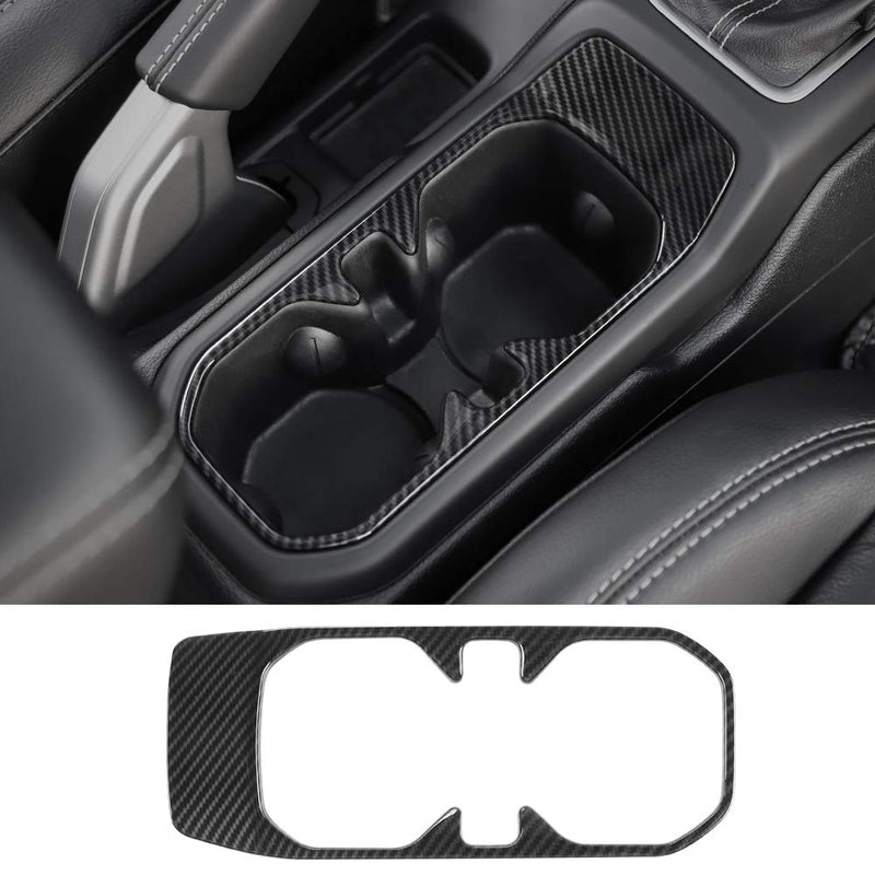  [AUSTRALIA] - CheroCar ABS Car Interior Accessories Cup Holder Cover Frame Trim Decor for Jeep wangler JL 2018-2020(Carbon Fiber Grain)