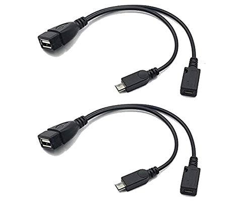  [AUSTRALIA] - 2 Pack OTG Cable Replacement for Fire Stick 4K, Compatible Samsung Galaxy, Amazon Fire TV, Compatible with LG HTC Android Phone Tablet Micro USB Host with Micro USB Power