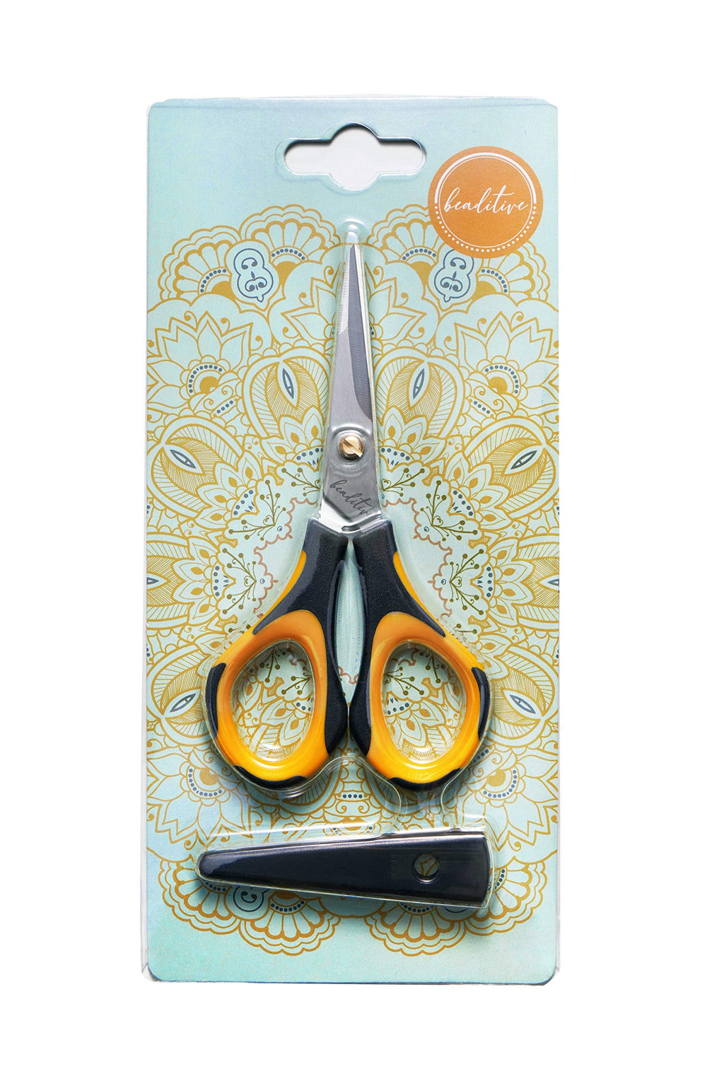  [AUSTRALIA] - Beaditive Precision Craft Scissors - Stainless Steel Paper Crafting Scissors With Safety Cap - Ultra Sharp Blades & Non-Slip TPR Handles - Adult & Kid Scrapbooking Scissors For Home, Office, School