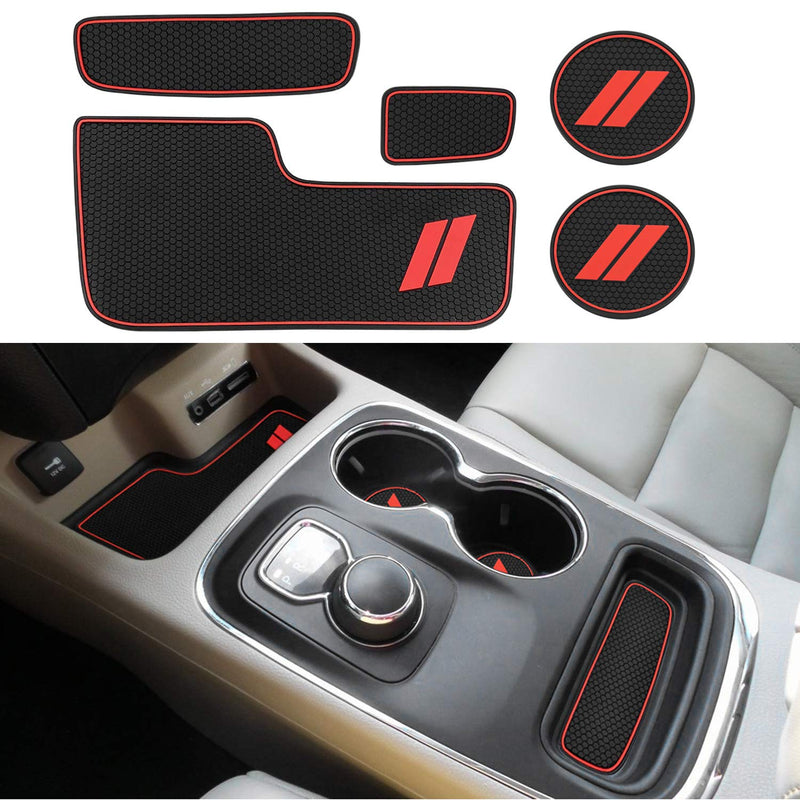  [AUSTRALIA] - Mekar Anti-dust Custom Fit for 2014-2020 Dodge Durango Cup Holder Insert & Center Console Shifter Liner Trim Mats | 5pc Custom Fit Non Slip Storage Bin Mat Set Interior Accessories