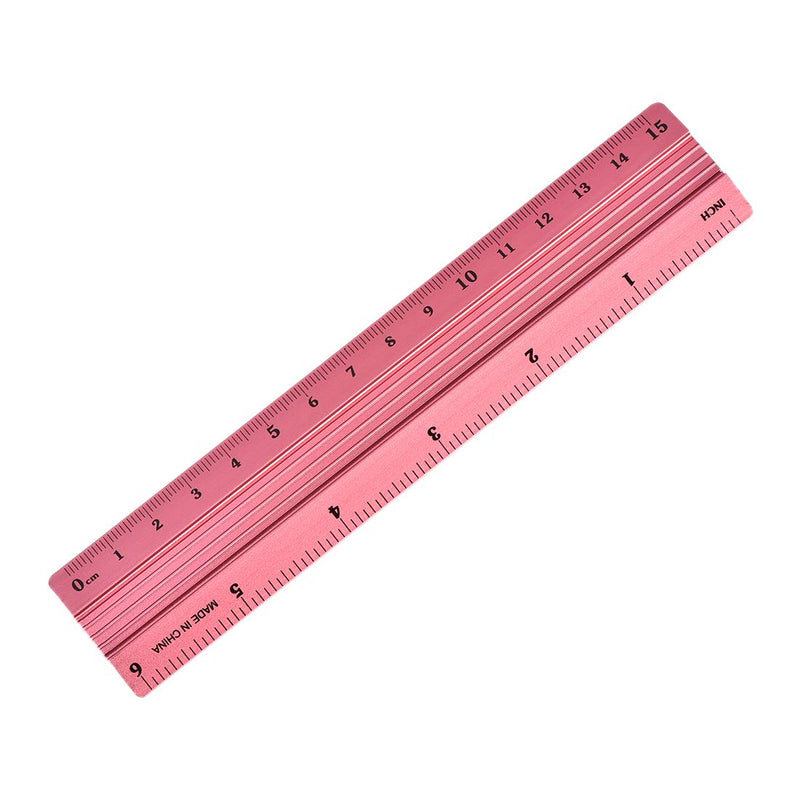  [AUSTRALIA] - uxcell Aluminum Ruler 6 Inches Precision Bevel Edge Metal Ruler Metric and Imperial Ruler for Engineer Drafting Sewing Measuring, Red 6 Inch