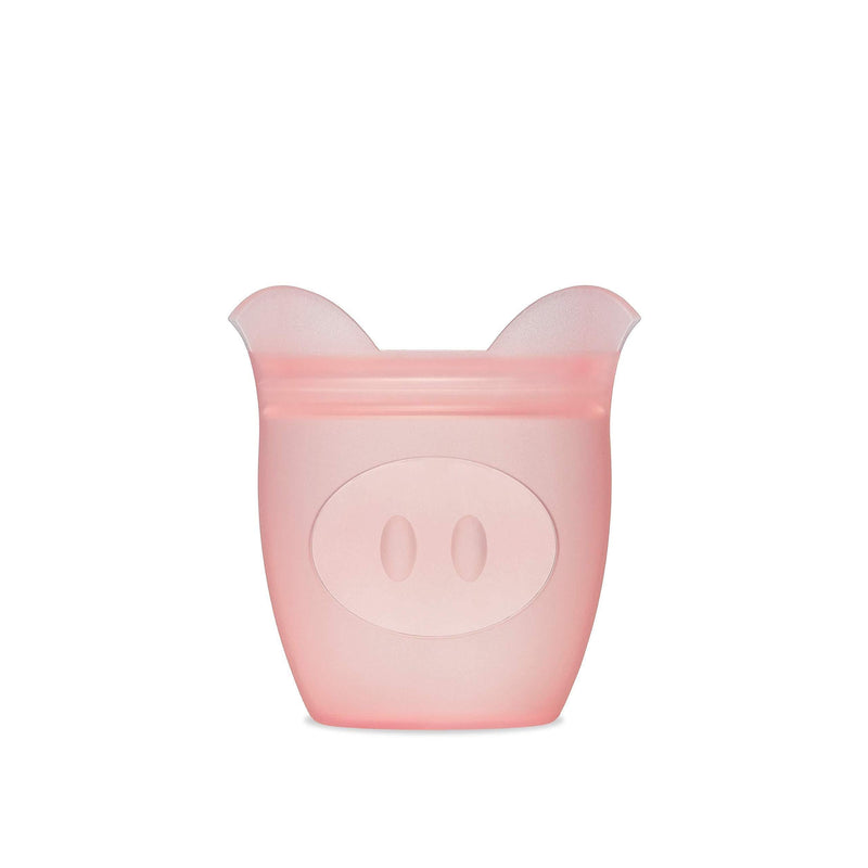 Zip Top Reusable 100% Silicone Baby + Kid Snack Containers - The only containers that stand up, stay open and zip shut! No Lids! Made in the USA - Pink Pig - LeoForward Australia