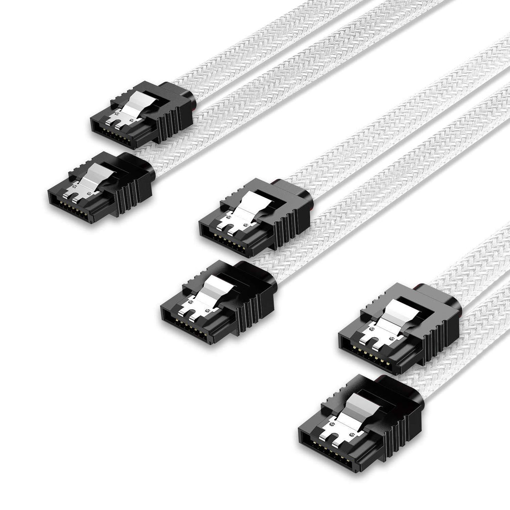 QIVYNSRY 3PACK SATA Cable III 3 Pack 6Gbps Straight HDD SDD Data Cable with Locking Latch 50cm 18 Inch for SATA HDD, SSD, CD Driver, CD Writer, White - LeoForward Australia