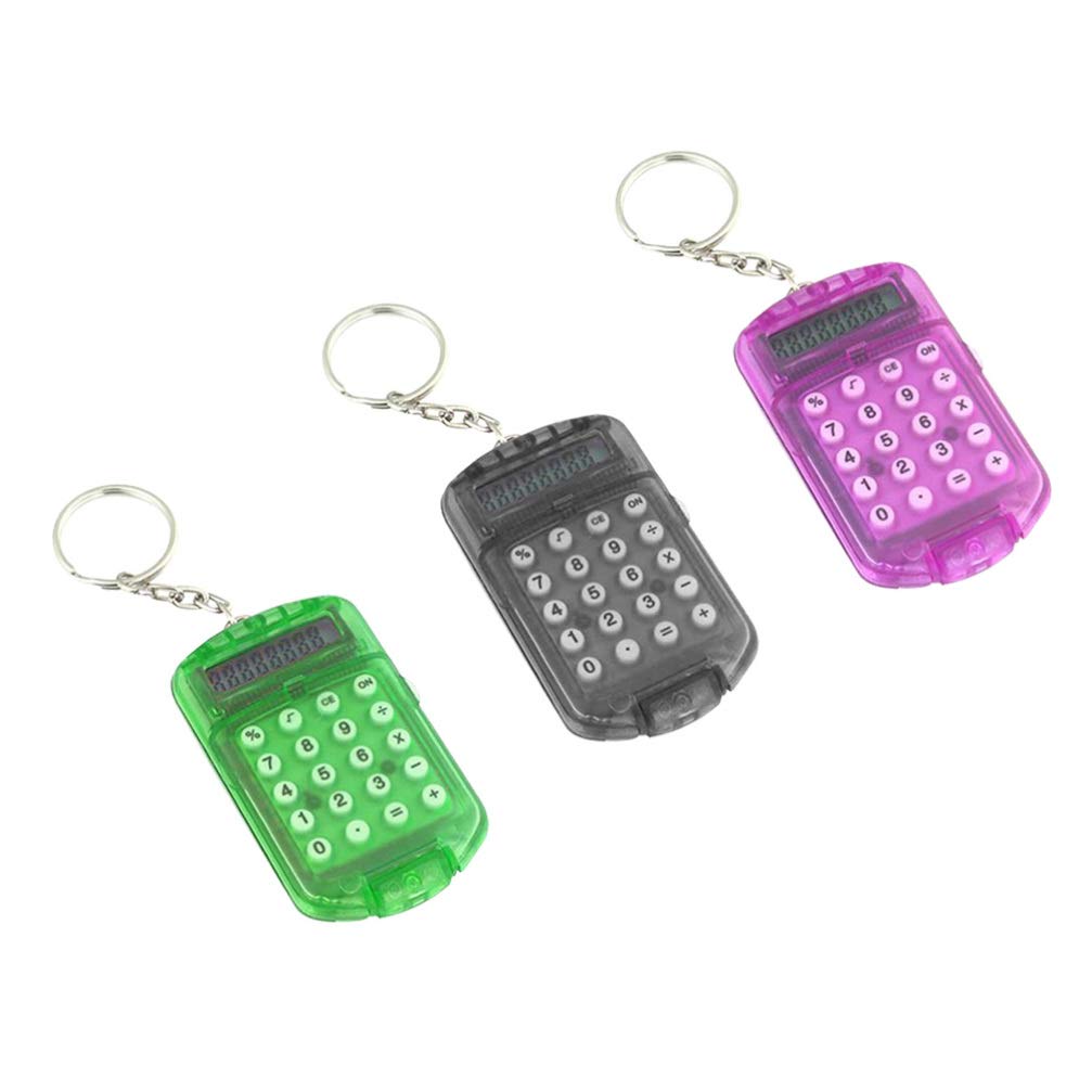  [AUSTRALIA] - NUOBESTY 3pcs Pocket Calculator Key Ring Tiny Small Portable Mini Electronic Calculator for Kids Home Students School (Random Color)