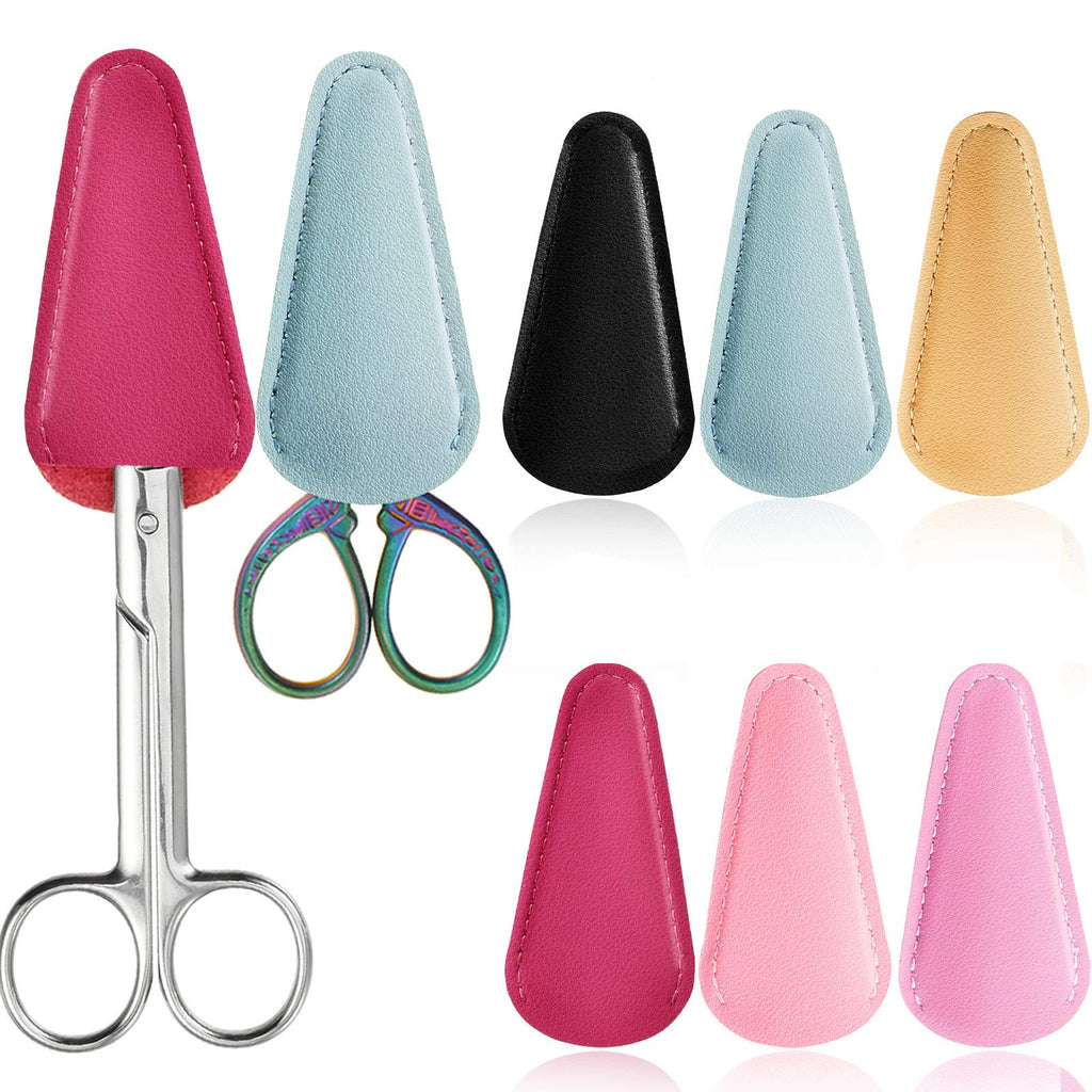  [AUSTRALIA] - 6 Pieces Scissors Sheath Safety Leather Scissors Cover Protector Colorful Sewing Scissor Sheath Portable Eyebrow Trimming Beauty Tool Protection Cover Collect Bags (Deep Colors and Light Colors)