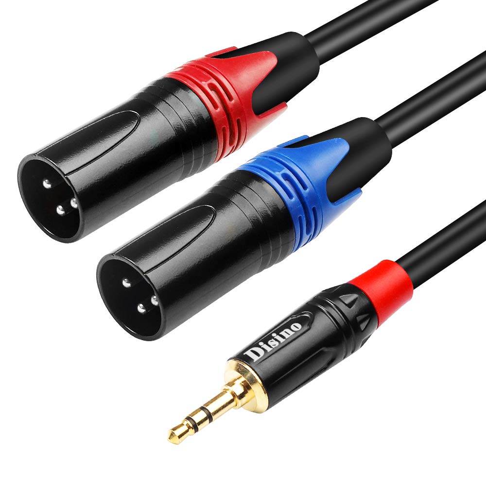  [AUSTRALIA] - DISINO 1/8 Inch to Dual XLR Male Y-Splitter Cable,Unbalanced 3.5mm Mini Jack TRS Stereo Aux to Double Male XLR Adapter Interconnect Breakout Patch Cord - 10 Feet/3 Meters