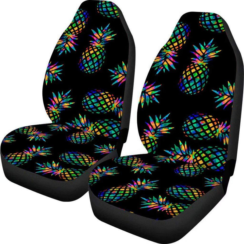  [AUSTRALIA] - ORGYPET Black Car Seat Covers Pineapple Patterned Set of 2 Auto Cars Accessories Protectors Car Decor Universal Fit for Car Truck SUV