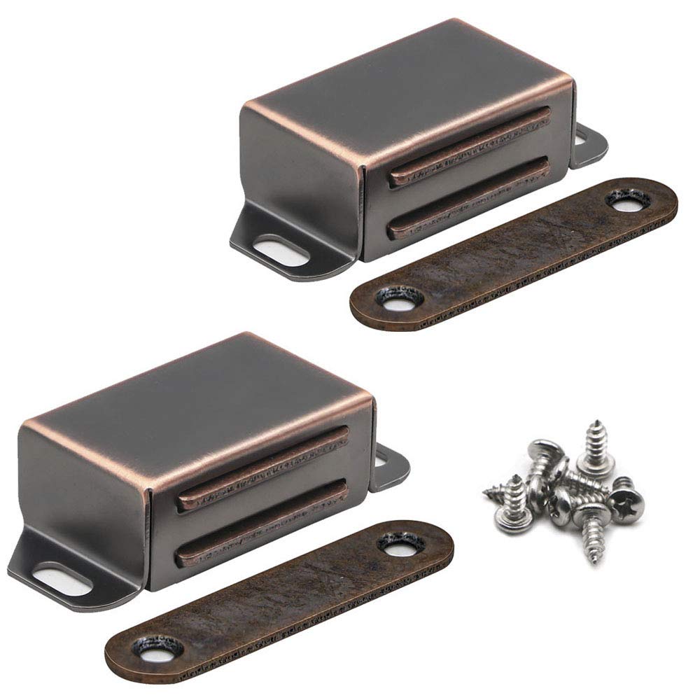  [AUSTRALIA] - KAILEYOUXIANGONGSI 20 lbs Magnetic Door Catch, Heavy Duty Latch for Cabinets Shutter Closet Furniture Door, Stainless Steel Cabinet Catch, Oil Rubbed Bronze (2 Pack) 2PCS