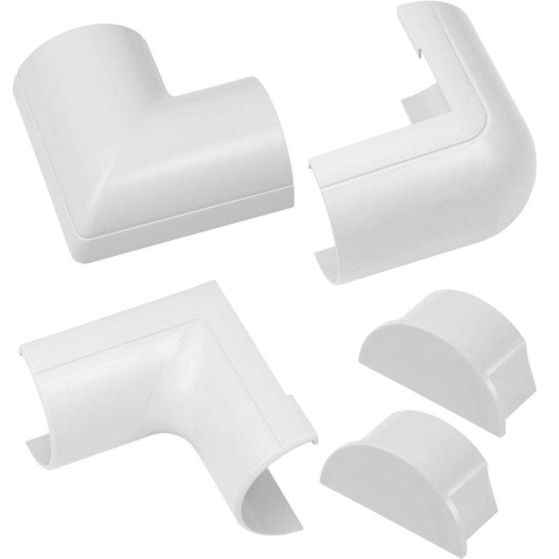  [AUSTRALIA] - D-Line Large Cable Raceway Accessory Multipack, 5-Piece Pack, Join 2" (W) x 1" (H) Cord Cover Lengths - White Large Accessories