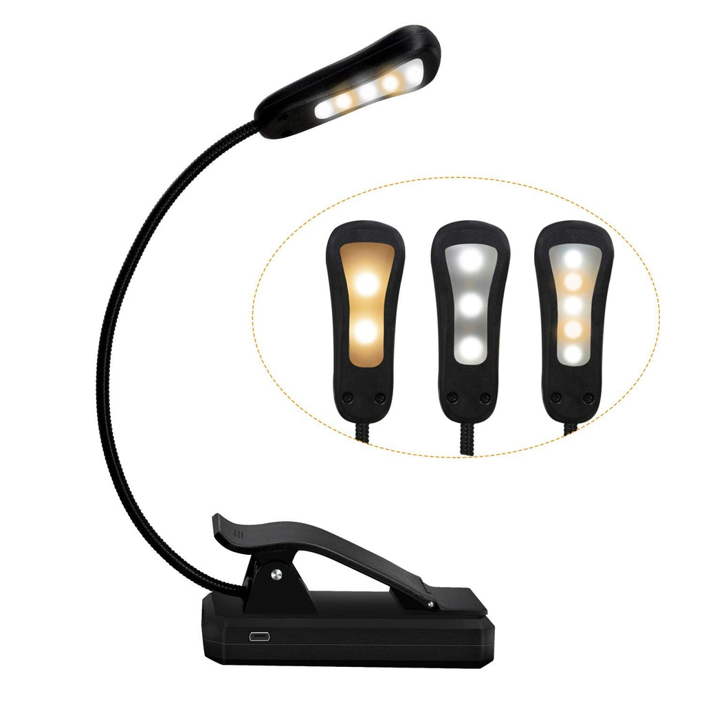  [AUSTRALIA] - Book Light - Rechargeable Reading Lights for Books in Bed with 3 Colors and 9 Brightness, LED Book Reading Light with Clip for Kids, USB Reading Light for Bed, Sofa, Music Stand, Office, Travel