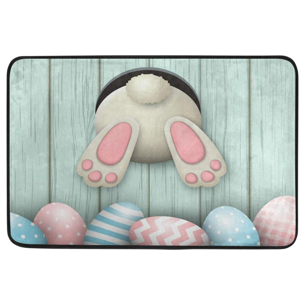  [AUSTRALIA] - Easter Eggs Bunny Tail Door Mats Cute Rabbit Flowers Spring Floor Mat Indoor Outdoor Entrance Bathroom Doormat Non Slip Washable Egg Hunt Welcome Mats Home Easter Day Decor 23.6 x 15.7 inch