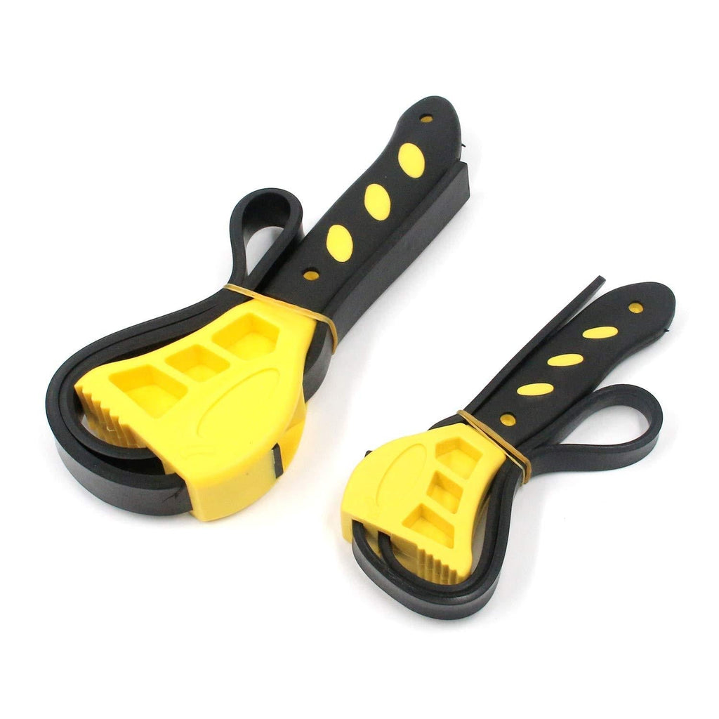  [AUSTRALIA] - Geesatis 2pcs Rubber Strap Wrench, Adjustable Strap Wrench, Oil Wrench, Grip Wrench, Filter Wrench, Black on Yellow Used by Mechanics, Plumbers