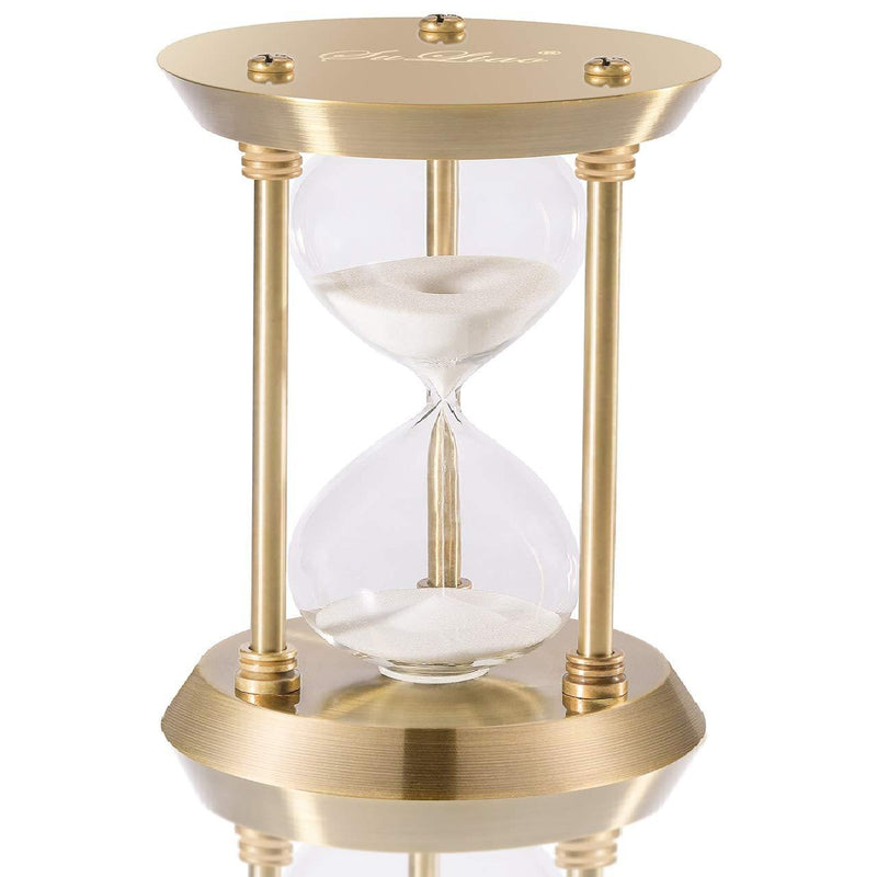  [AUSTRALIA] - SuLiao Hourglass Timer Sand Clock 15 Minutes & Brass Metal Hour Glass for Decor Sandglass Timer 15 minute Brass Frame, White Sand