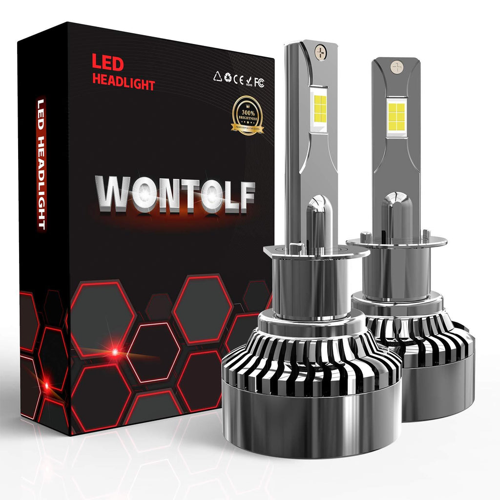Wontolf H1 LED Headlight Bulbs 120W 20000LM High Power Super Bright 6000K Cool White CSP Chips Conversion Kit IP68 - LeoForward Australia