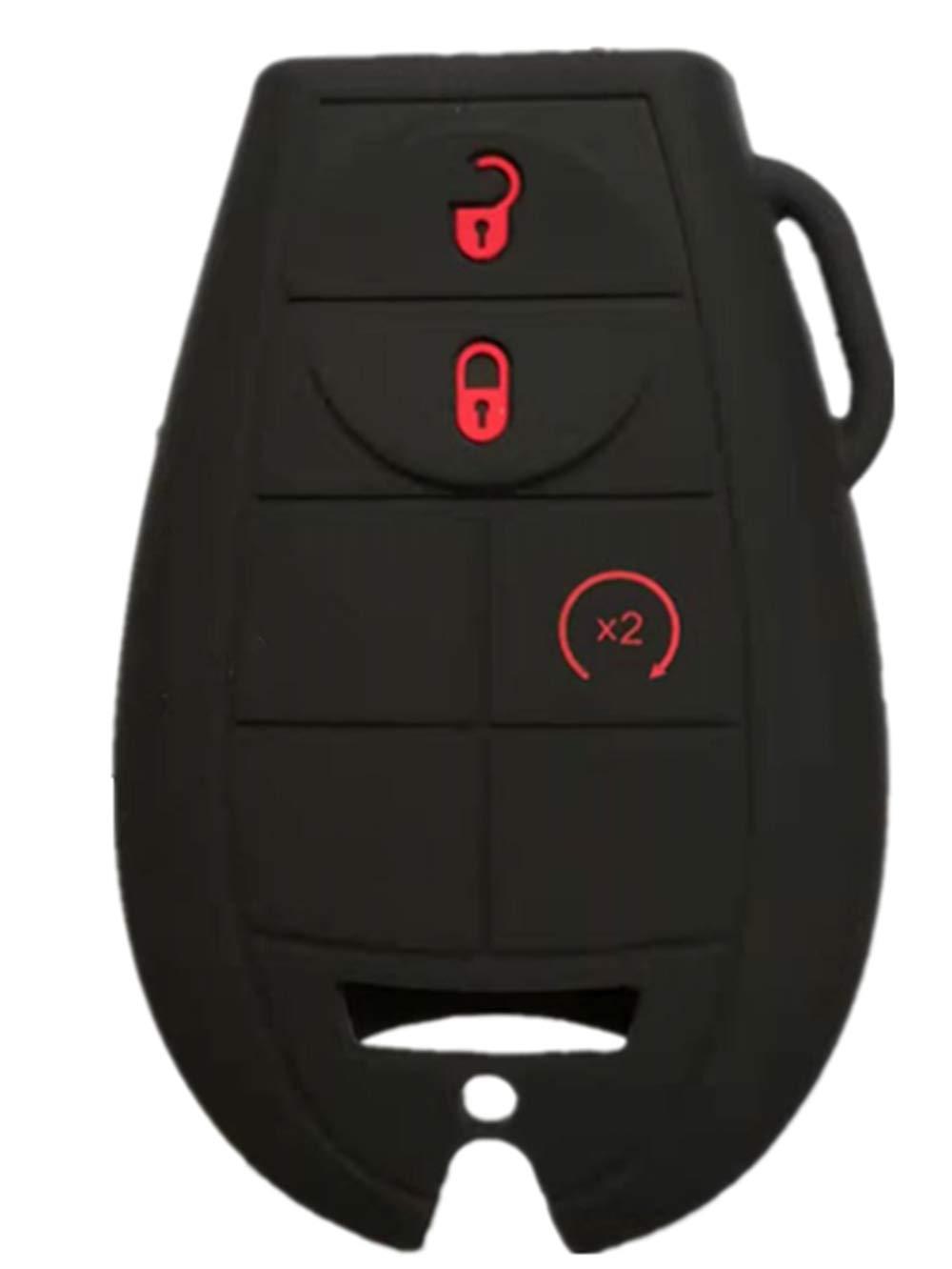  [AUSTRALIA] - RUNZUIE Silicone Keyless Entry Remote Key Fob Cover Case Protector for Jeep Grand Cherokee Commander Dodge Challenger Charger Durango Grand Caravan Journey Magnum Ram 1500 2500 3500