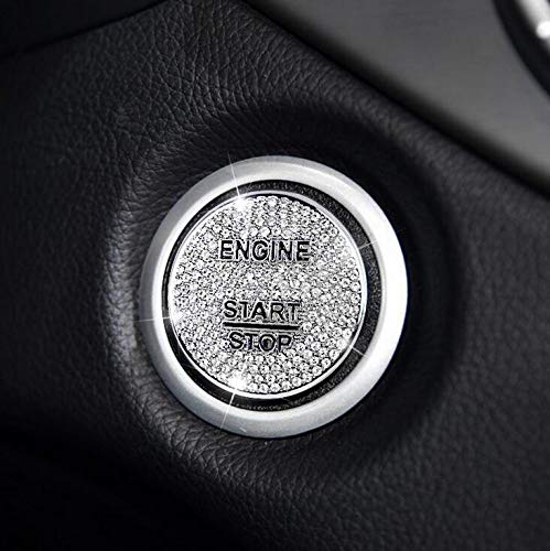 H World Shopping Decorative Decals Bling Crystal Shiny Diamond Car Interior Ignition 36mm Push Start Button for Mercedes Benz GLC X253 C253 2015-2019 - LeoForward Australia