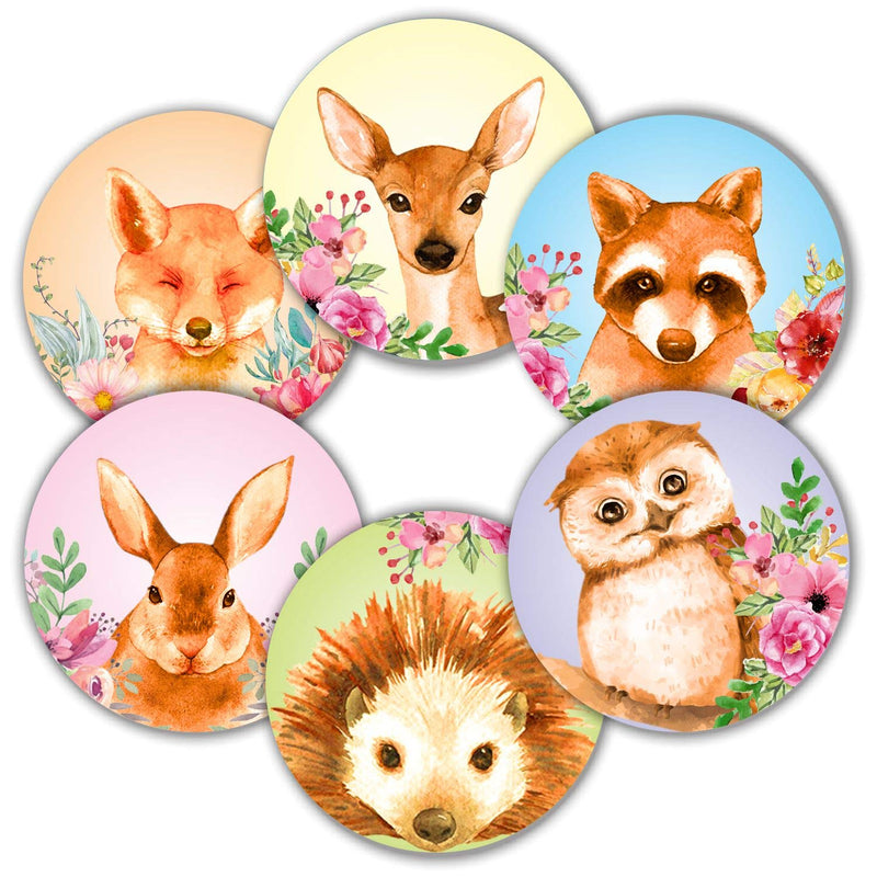 Woodland Animals Stickers - (Pack of 120) 2" Large Round Labels Forest Jungle Safari Creatures for Baby Shower Favors Decorations Cards Gift Envelope Seals Boxes Woodland - LeoForward Australia