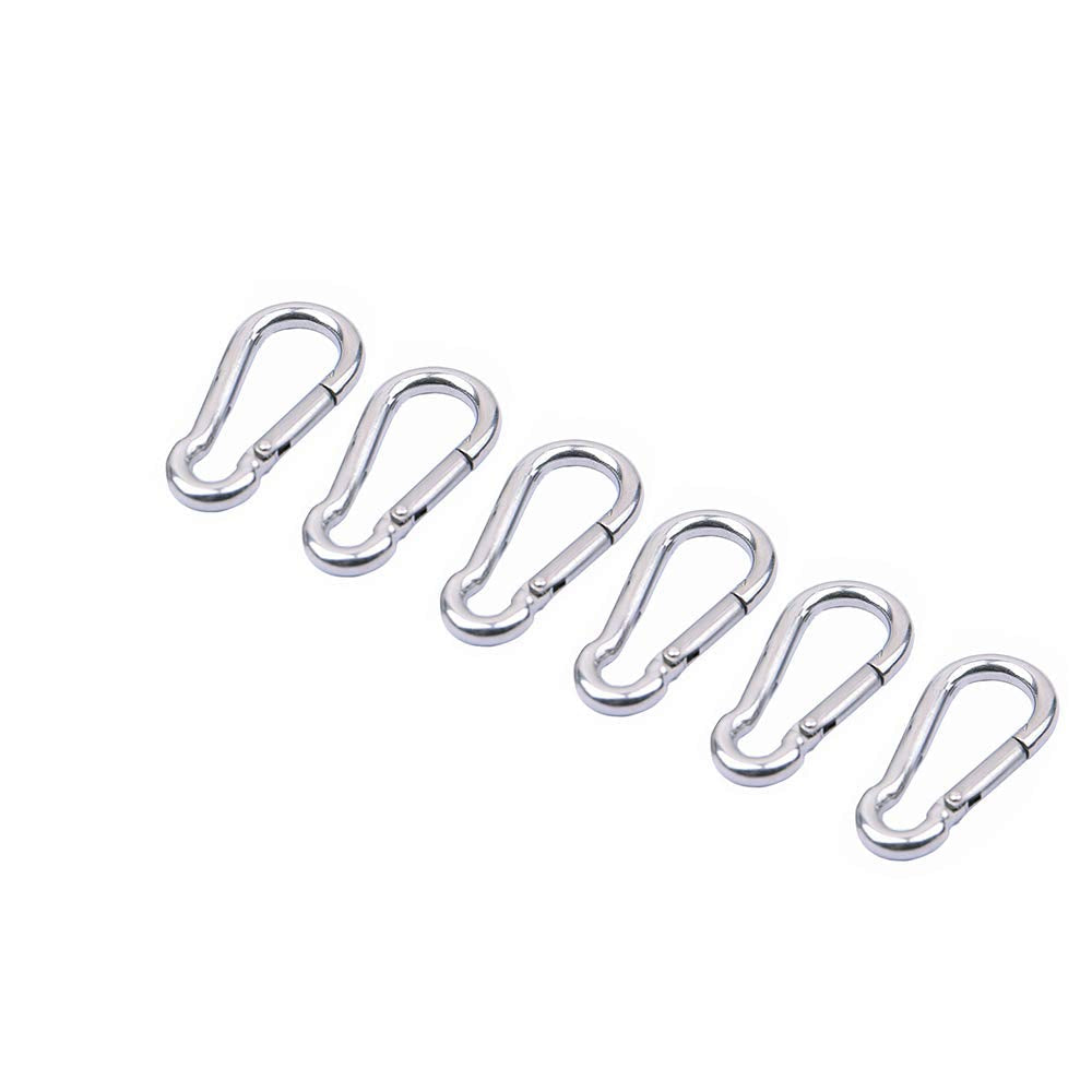  [AUSTRALIA] - Carabiner Clip, Spring Snap Hooks, Heavy Duty Stainless Steel 304 ,Small Carabiner Clips ,in/Outdoor Rope Connector 6Pack