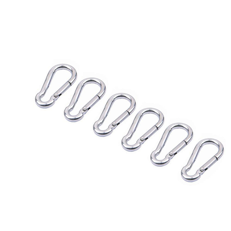  [AUSTRALIA] - Carabiner Clip, Spring Snap Hooks, Heavy Duty Stainless Steel 304 ,Small Carabiner Clips ,in/Outdoor Rope Connector 6Pack