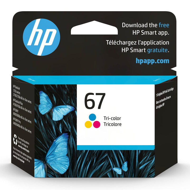 Original HP 67 Tri-color Ink Cartridge | Works with HP DeskJet 1255, 2700, 4100 Series, HP ENVY 6000, 6400 Series | Eligible for Instant Ink | 3YM55AN - LeoForward Australia