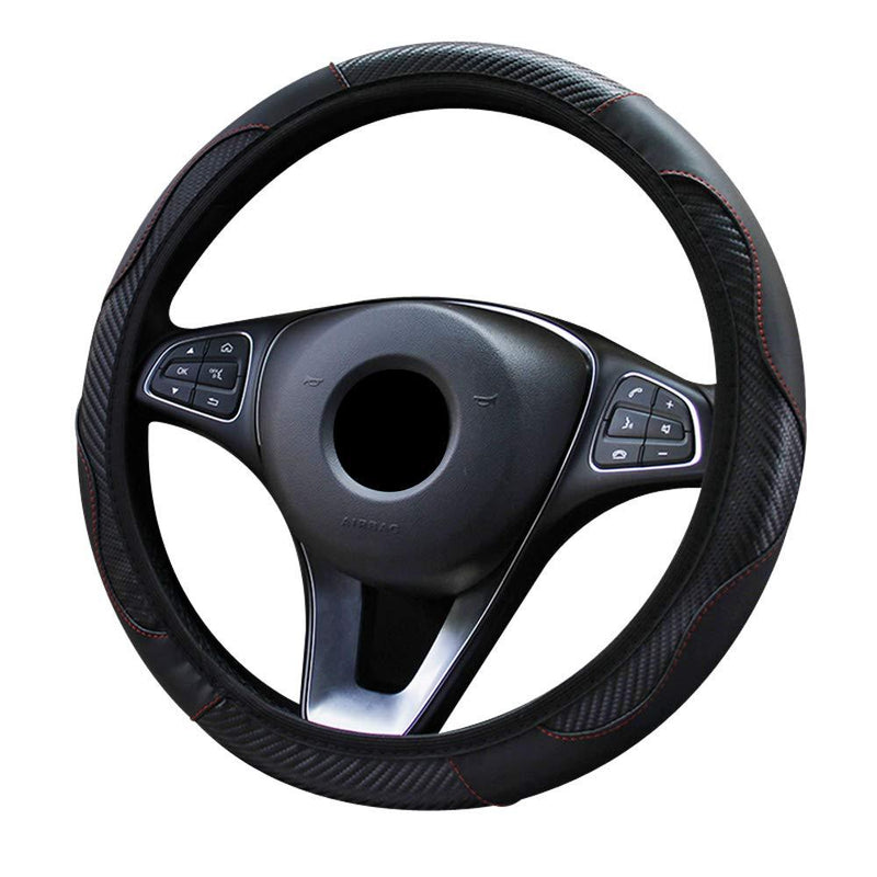  [AUSTRALIA] - Xmomx Steering Wheel Cover Microfiber Leather Anti-Slip Universal Car Steering Wheel Cover Faux Leather no Inner Ring for Car Accessories Auto Car Without Inner Ring(Black) Black