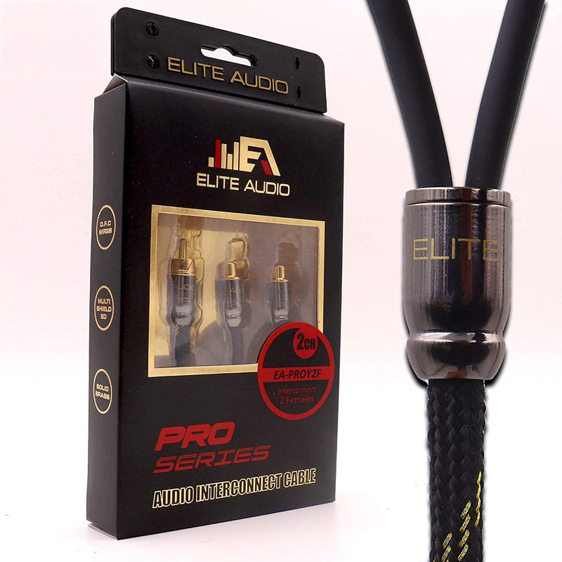  [AUSTRALIA] - Elite Audio PRO 100% OFC Copper 2 Channel Y Splitter (2 Female to 1 Male) RCA Audio Interconnect Stereo Cable with Triple-Shielded Armor, Quad Clamp Brass Copper Connectors & Copper Lead Drain Wire