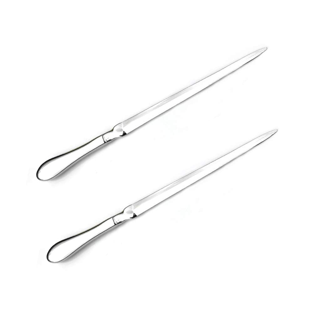  [AUSTRALIA] - 2pcs Letter Opener Metal Envelope Slitter Envelope Opener Letter Opening Knife, Paper Cut Paper Knife Silver 9 inches