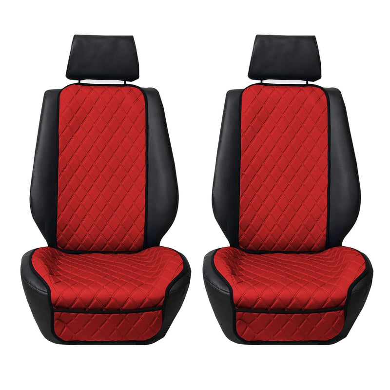  [AUSTRALIA] - TLH Car Front Seat Protectors Air Bag Compatible Neo Supreme Luxury Diamond Design Universal Seat Covers, Red Pair Red-Pair