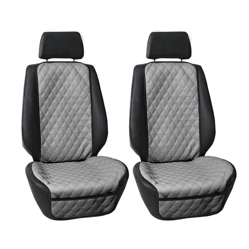 [AUSTRALIA] - TLH Car Front Seat Protectors Air Bag Compatible PU Leather Luxury Diamond Design Universal Seat Covers, Gray Pair Gray-Pair