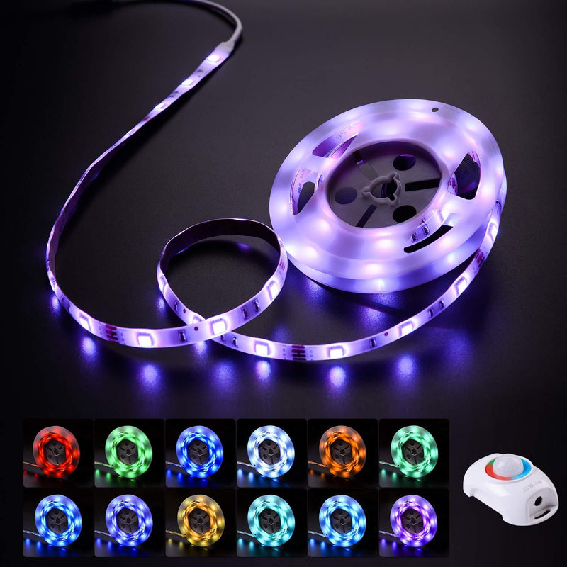 GZBtech RGB Under Bed Light, Motion Activated & Remote Controlled LED Strip Light 12V, Color Changing Dimmable Movement Detected Night Lighting for Single Bed Cabinet Closet, IP65 Waterproof 6.56FT Under Bed Sensor Light Rgb 6.56ft x 1 - LeoForward Australia