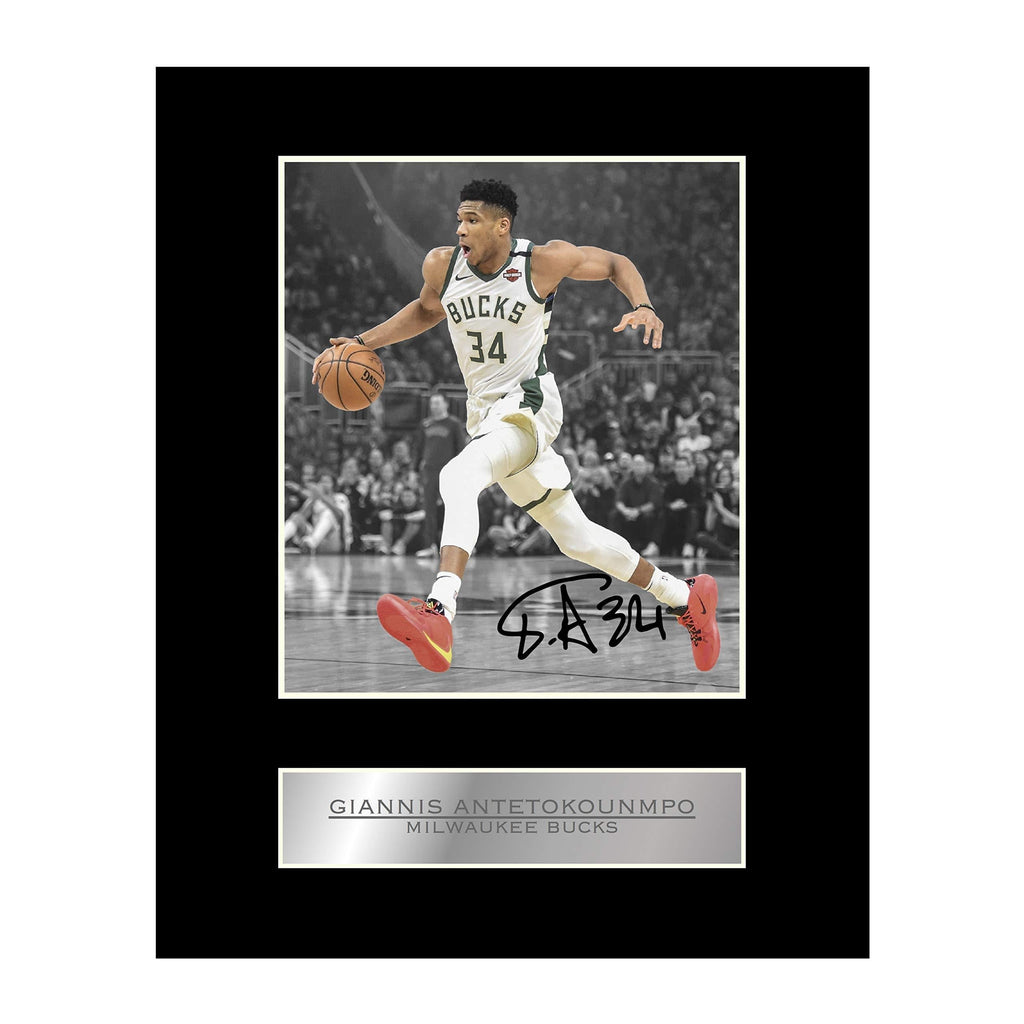  [AUSTRALIA] - Giannis Antetokounmpo Signed Mounted Photo Display Milwaukee Bucks #01 NBA Printed Autograph Gift Picture Print