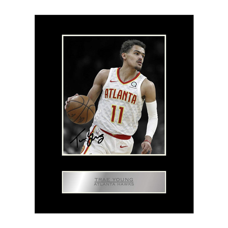  [AUSTRALIA] - Trae Young Signed Mounted Photo Display Atlanta Hawks #01 NBA Printed Autograph Gift Picture Print