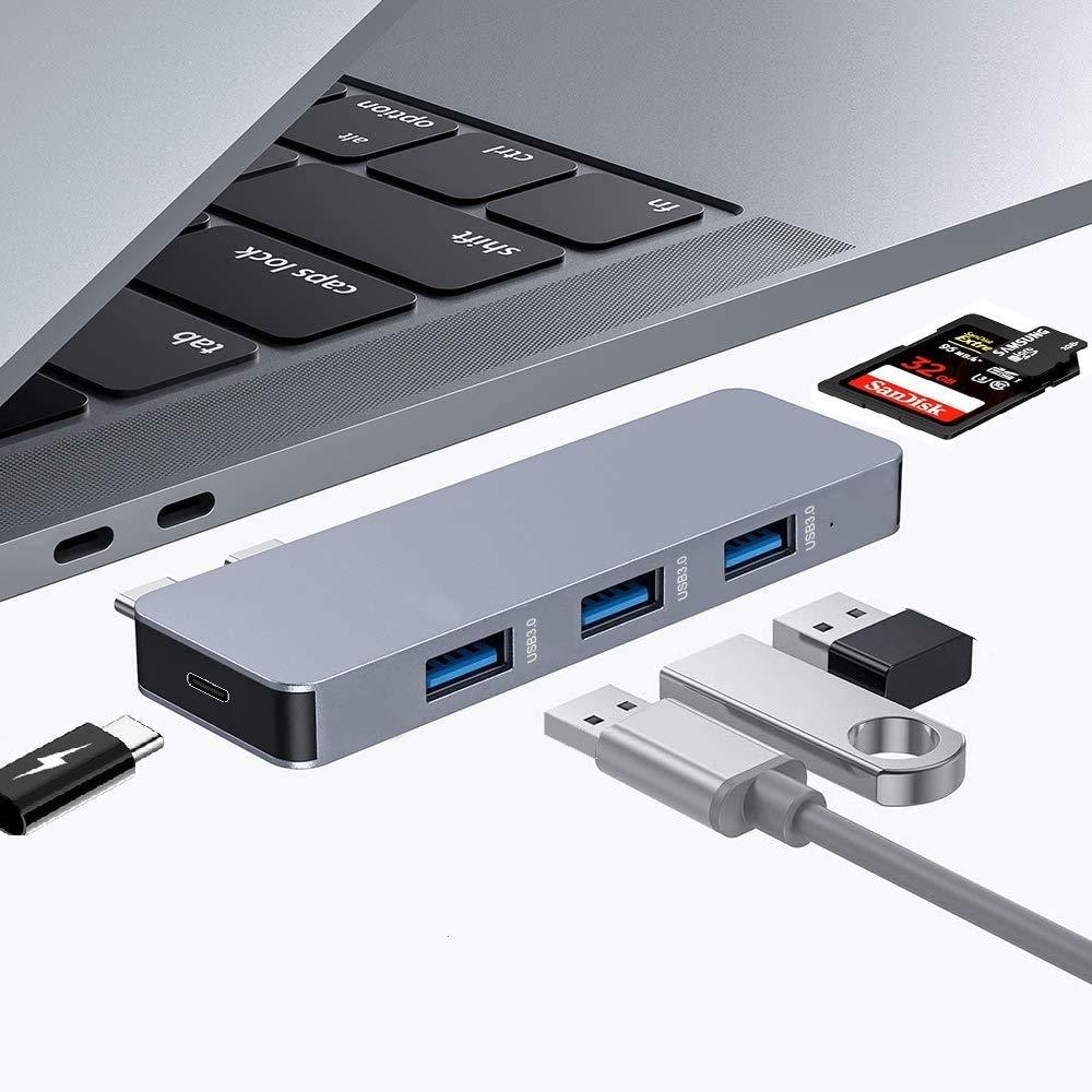 USB C Hub Compatible MacBook Air/MacBook Pro 13" 15" 16" 2020 2019 2018, 6 in 1 Aluminum USB C Adapter for MacBook Air Accessories with 3 USB 3.0 Ports, USB-C to TF/SD Card Reader and USB-C PD Port - LeoForward Australia