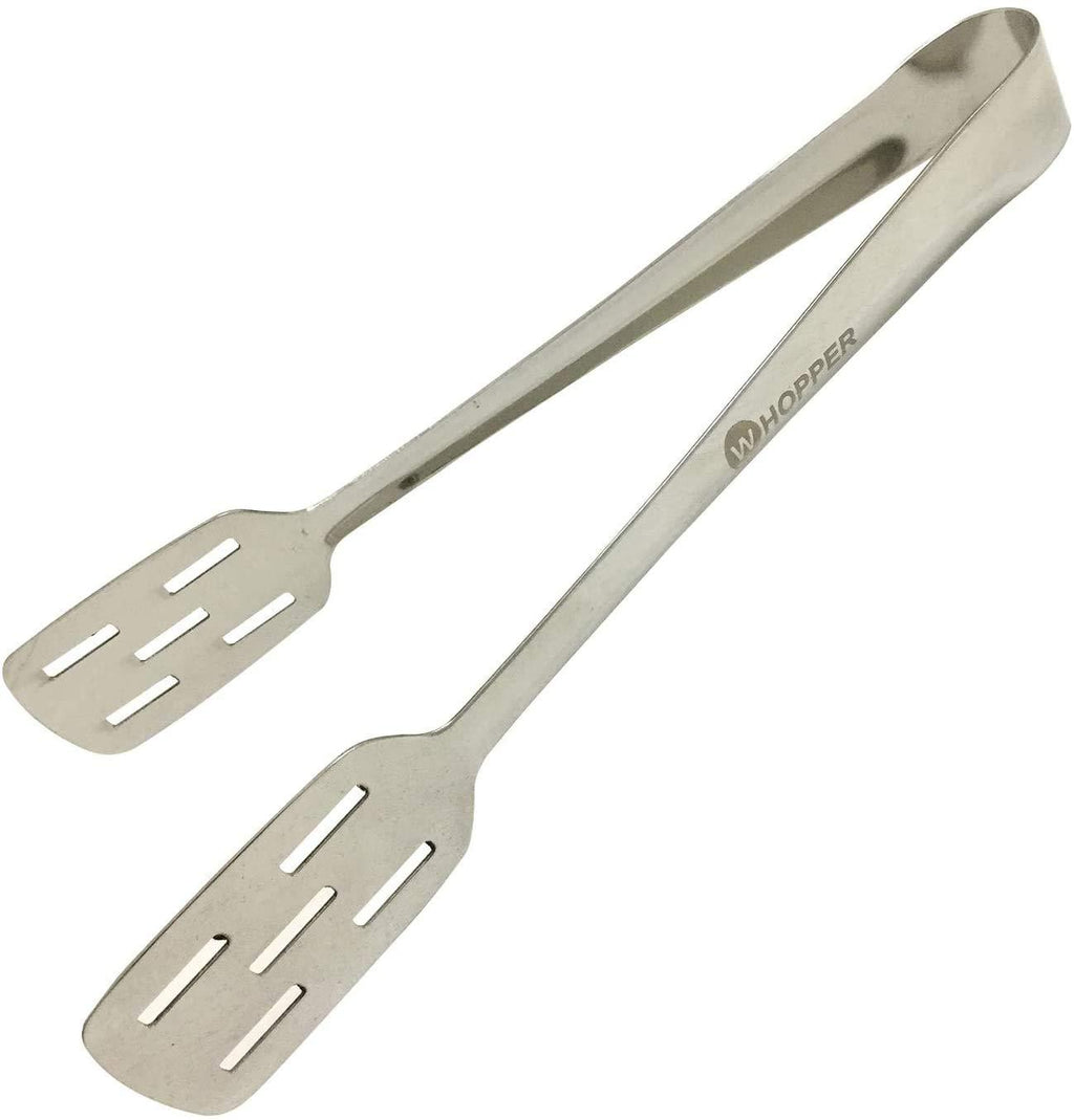  [AUSTRALIA] - Whopper Stainless Steel Kitchen Tongs, Serving Tongs for Salads, Barbecue, Toast Bread, Pastry, Sandwich, Easy Grip High Heat Resistant 8.5 inch, Silver