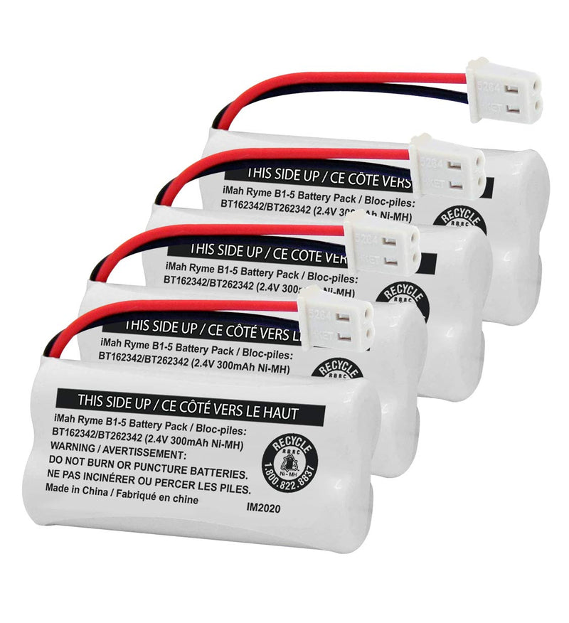  [AUSTRALIA] - iMah BT162342/BT262342 2.4V 300mAh Ni-MH Cordless Phone Battery Pack, Also Compatible with BT183342/BT283342 AT&T EL52351 TL90070 VTech CS5119 DS6511 DS6722 LS6305 Handset, 4-Pack