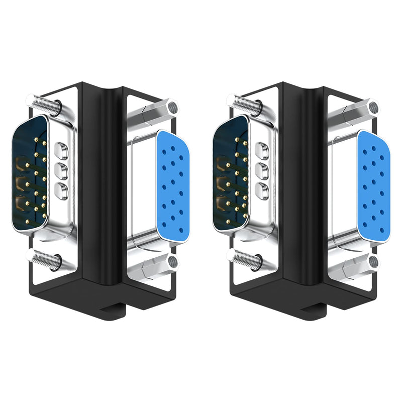  [AUSTRALIA] - J&D DB15 90 Degree VGA 15 Pin Adapter (2 Pack), D sub 15 Nickel Coated Connector Right Angle Male to Female VGA 15 Pin Adapter Coupler Converter 2 Packs